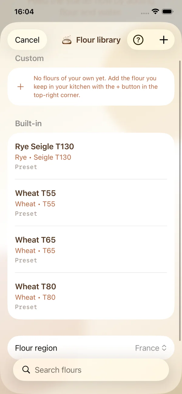 Choose flours tailored to your region.