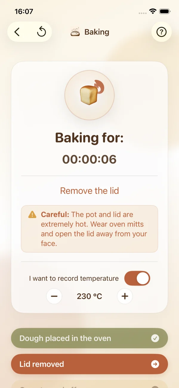 Check off each stage in multi-step tasks, such as baking your loaf.